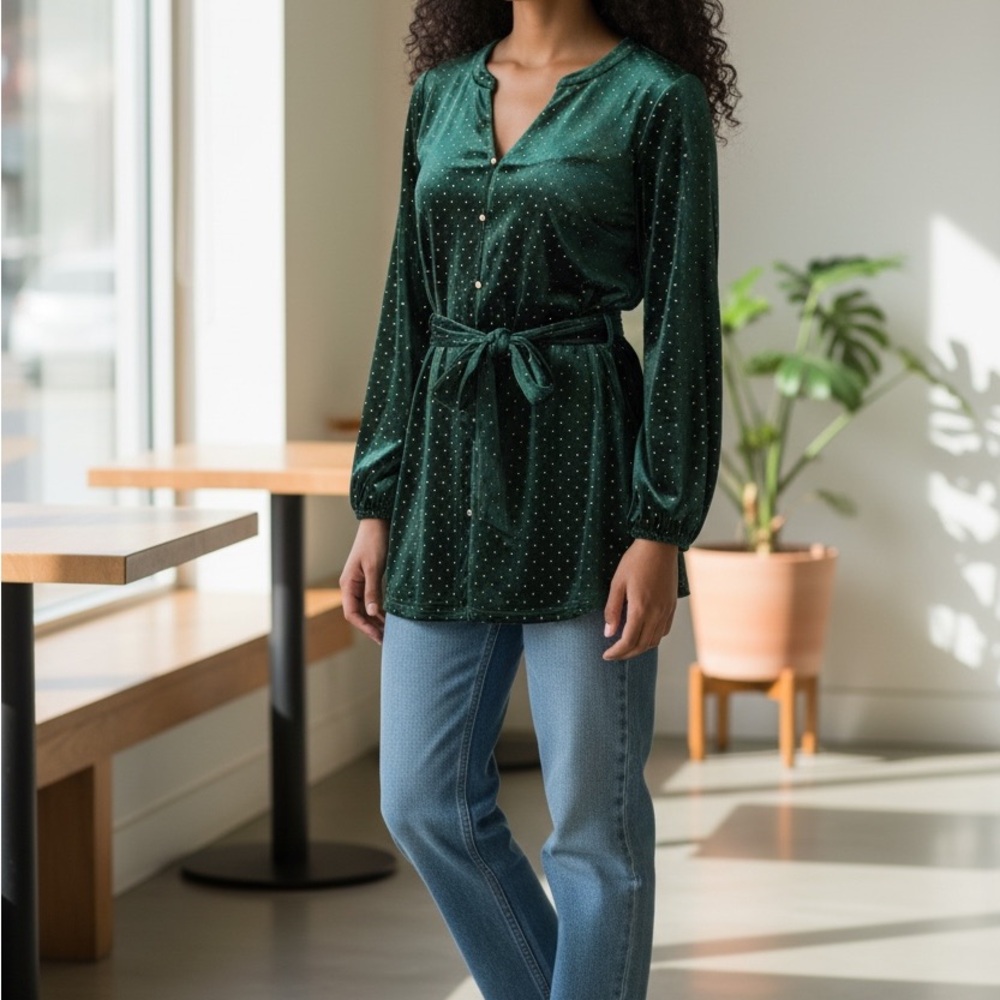 Colleen Lopez Forest Green Tunic with Belt